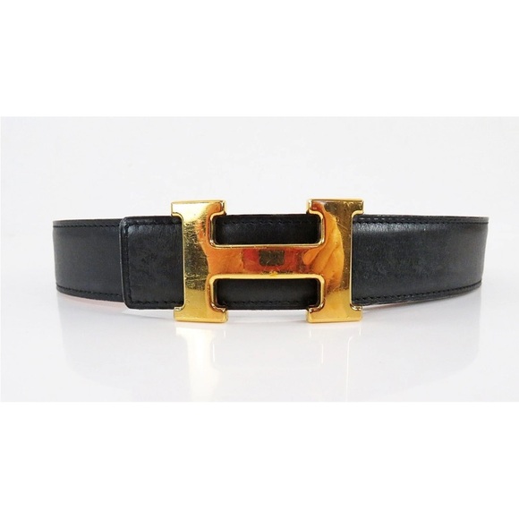 Hermes Black Belt with Gold H Buckle - Picture 2 of 10